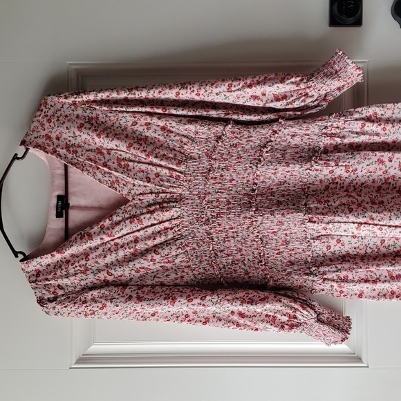 AFRM Hazel Baby Pink Ditzy Floral Smocked Dress - Picture 3 of 12